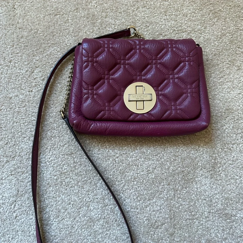Kate spade burgundy quilted crossbody bag